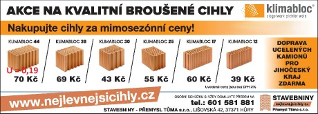 Akce cihly Klimabloc 44 ZA 70KČ