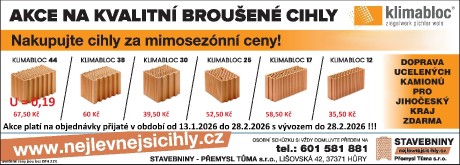 Mimořádná akce cihly Klimabloc Leden Únor 2026 platí jen do vyprodání skladových zásob